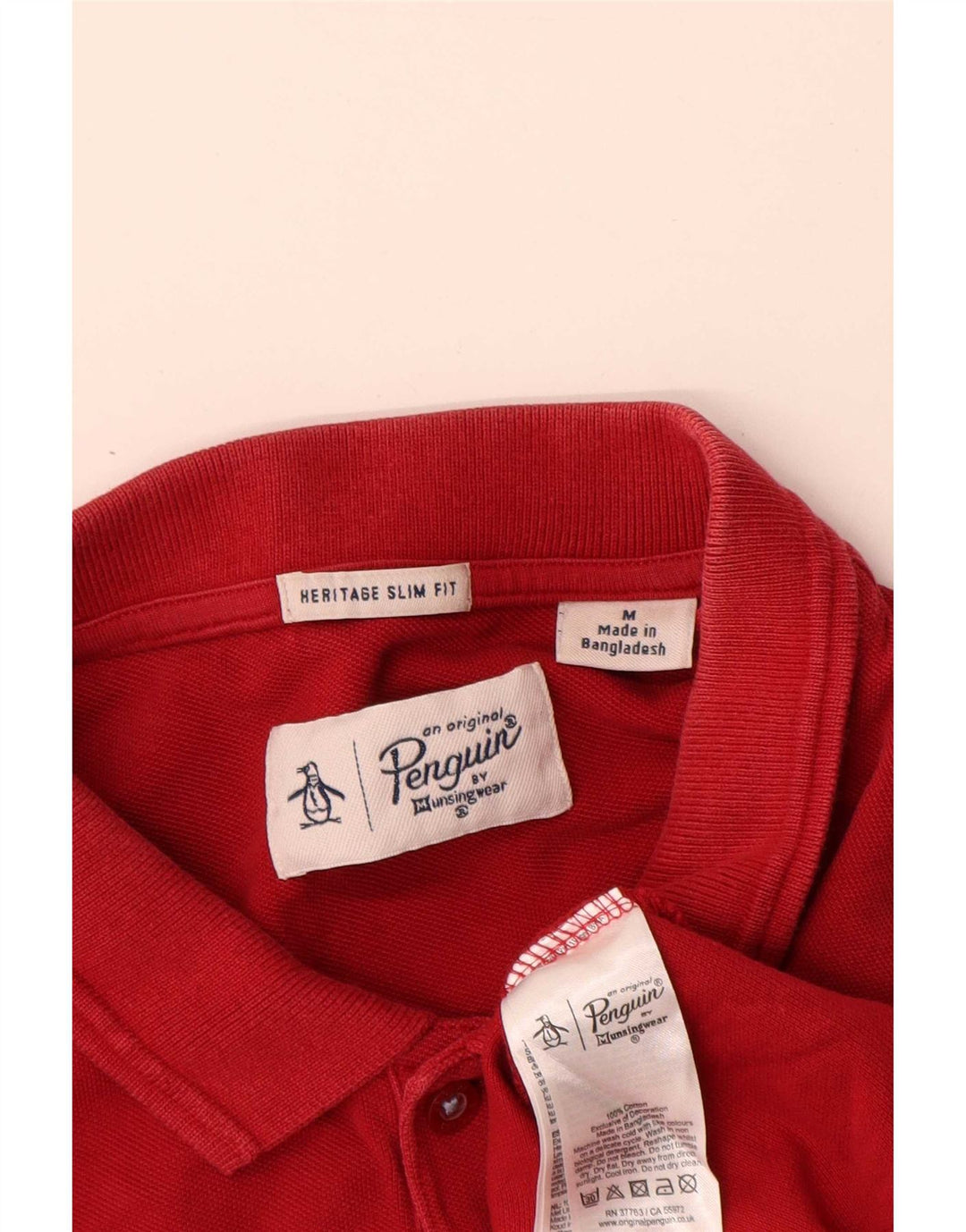Polo da uomo Penguin Heritage slim fit in cotone rosso medio