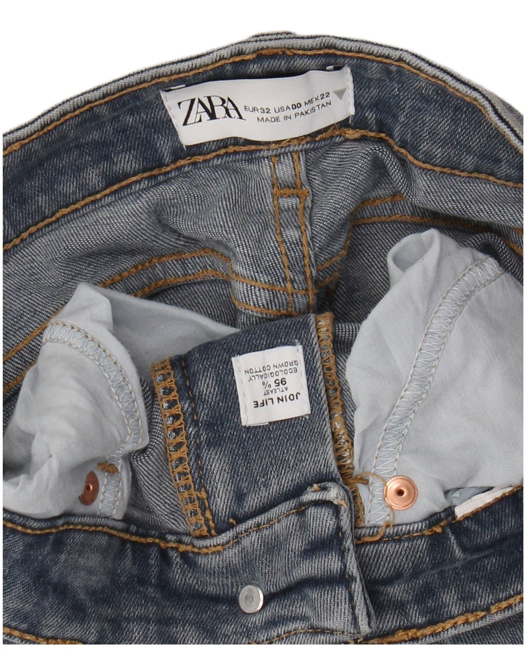 Jeans Bootcut a Vita Alta da Donna ZARA W22 L24 Cotone Blu