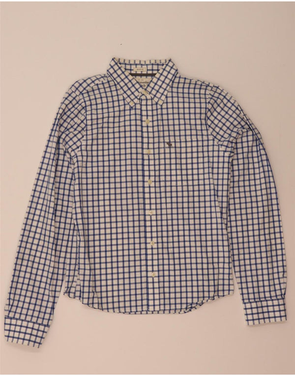 Camicia muscolare da uomo Abercrombie & Fitch, cotone a quadri blu grandi