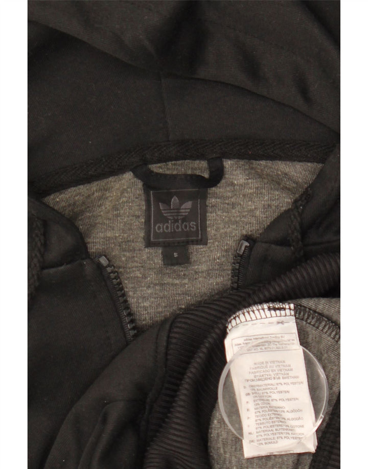 Maglione con cappuccio e zip grafica da donna Adidas UK 10 piccolo poliestere nero