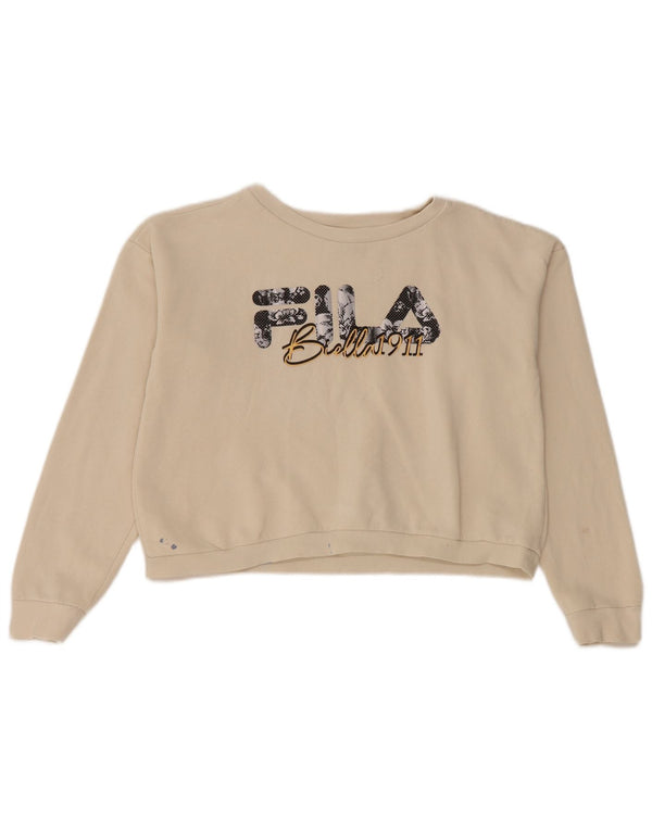 Felpa con grafica corta per ragazze Fila 15-16 anni in cotone beige