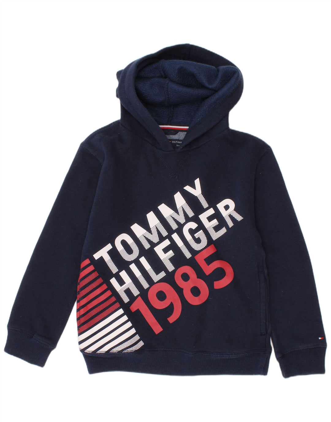 TOMMY HILFIGER Maglione con cappuccio grafico per ragazzi 5-6 anni in cotone blu navy