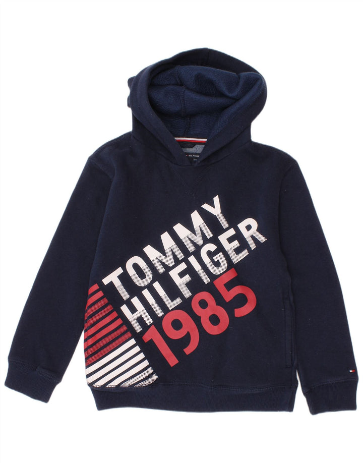TOMMY HILFIGER Maglione con cappuccio grafico per ragazzi 5-6 anni in cotone blu navy