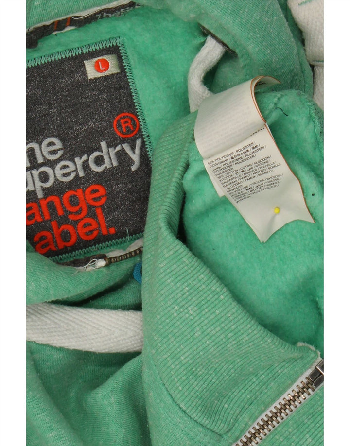 Maglione con cappuccio e zip da donna SUPERDRY UK 14 Grande poliestere screziato verde