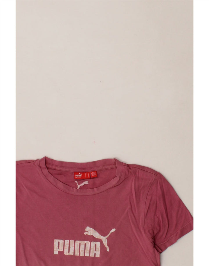 PUMA Womens Graphic T-Shirt Top UK 12 Medium Pink Cotton Vintage Puma and Second-Hand Puma from Messina Hembry 