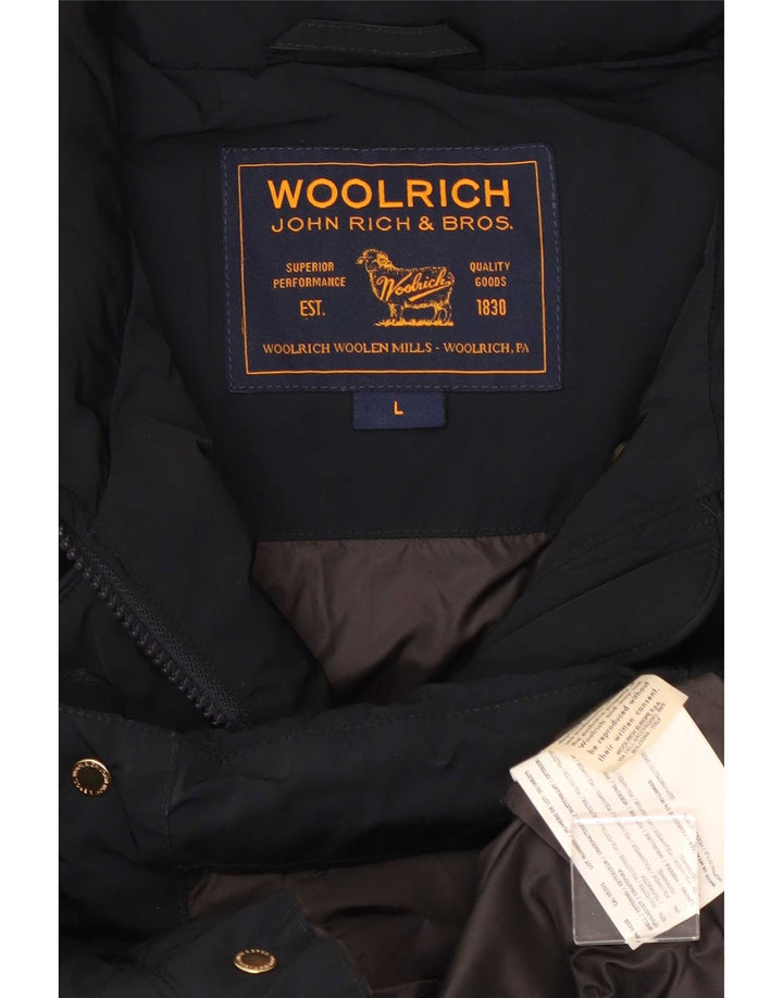 Cappotto imbottito da donna Woolrich UK 16 grande poliestere blu navy