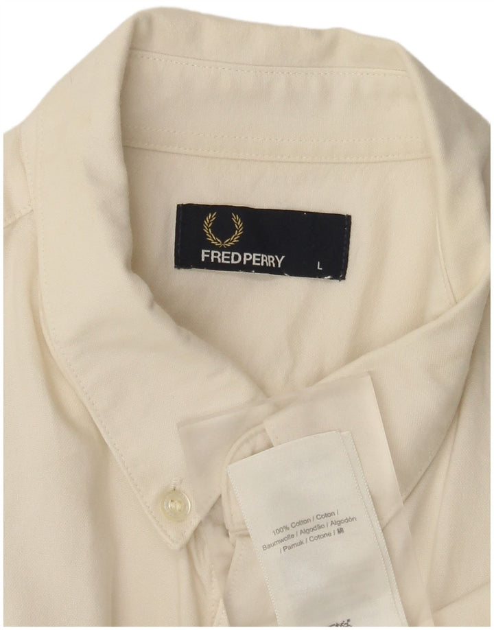 Camicia a maniche corte da uomo Fred Perry Large in cotone bianco