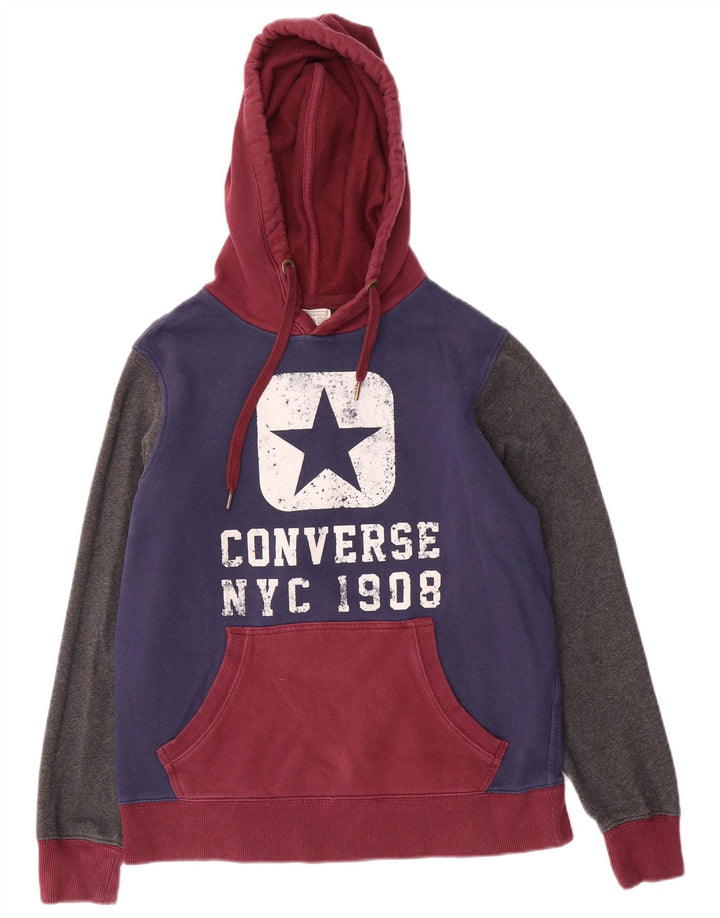 Felpa con cappuccio grafica da uomo Converse, cotone color block medio multicolore