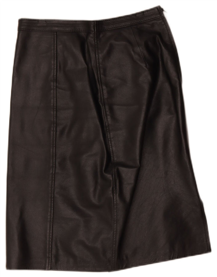 Gonna in pelle vintage da donna W28 media nera