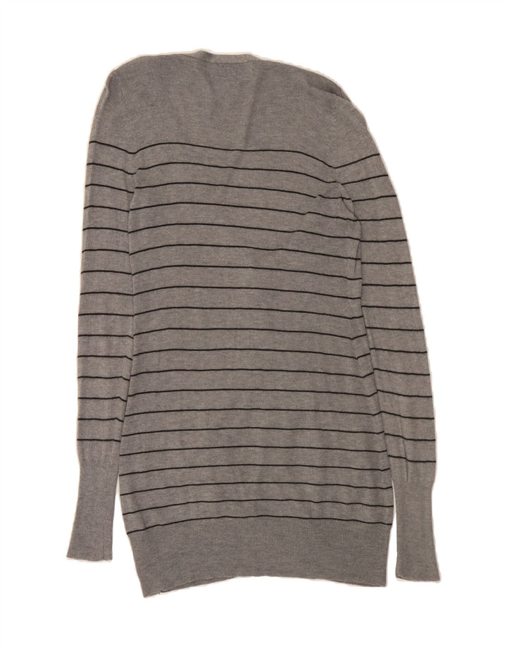 MOSSIMO Womens Cardigan Sweater UK 14 Medium Grey Striped Nylon Vintage Mossimo and Second-Hand Mossimo from Messina Hembry 