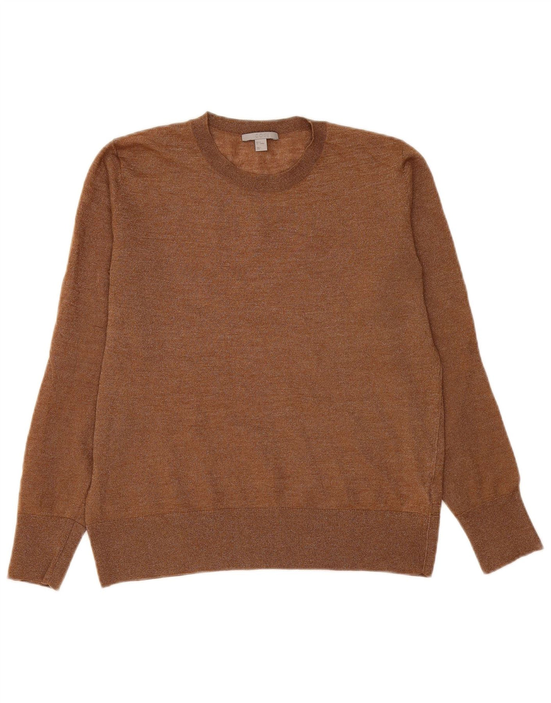 Maglione maglione girocollo da donna Cos UK 14 Lana screziata marrone medio