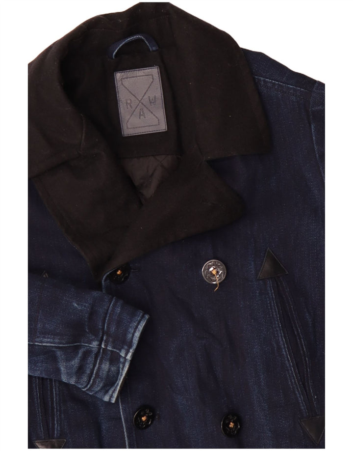 Cappotto in denim doppio petto da uomo G-Star Raw UK 40 Large in cotone blu navy