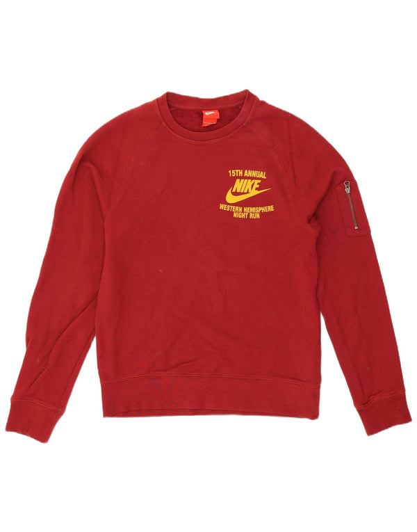 Felpa con grafica Nike da uomo, piccola, in cotone bordeaux