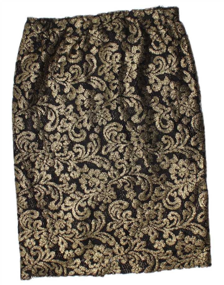 Gonna a tubino vintage da donna W30 con motivo cachemire oro medio