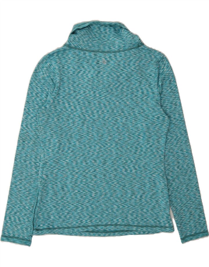 ATHLETA Womens Button Neck Fleece Jumper UK 14 Medium Blue Flecked Vintage Athleta and Second-Hand Athleta from Messina Hembry 