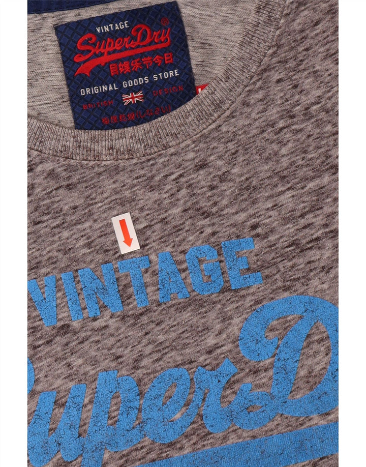 T-shirt grafica da uomo SUPERDRY Top grande in cotone chiazzato grigio
