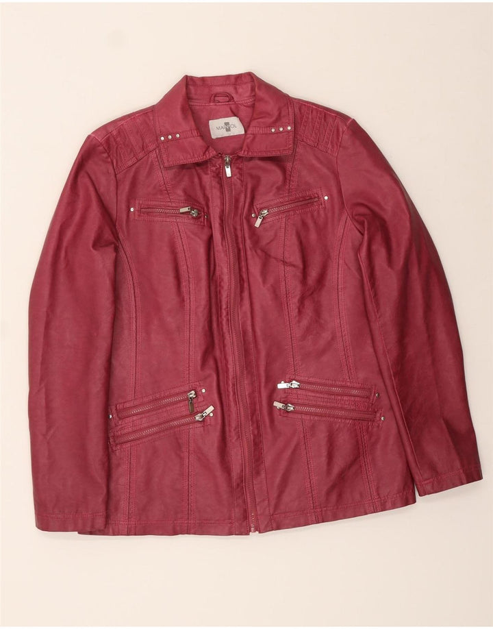 MAINPOL Womens Faux Leather Jacket UK 14 Medium Burgundy Polyurethane Vintage Mainpol and Second-Hand Mainpol from Messina Hembry 