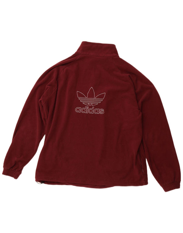 Maglione in pile ADIDAS da uomo con zip grafica e collo XL in poliestere bordeaux