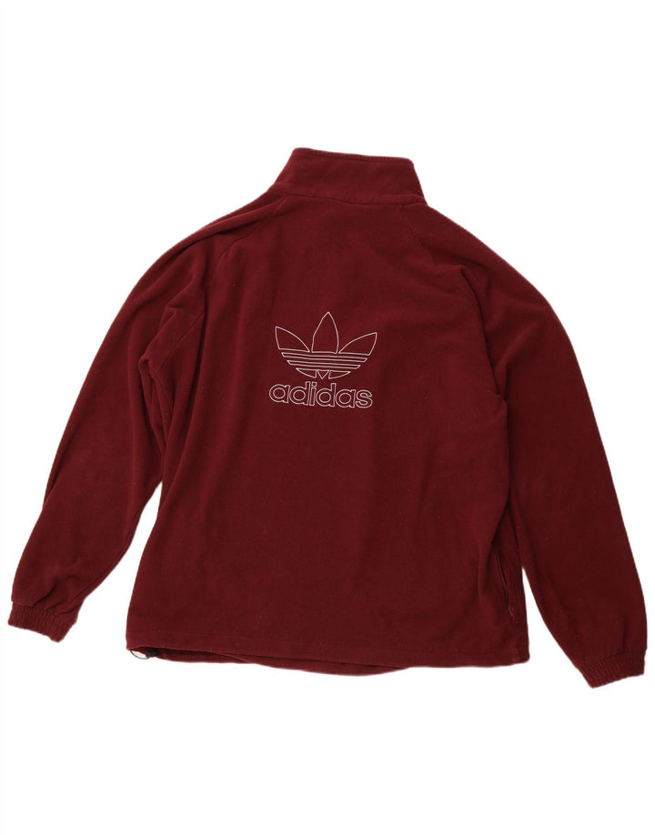 Maglione in pile ADIDAS da uomo con zip grafica e collo XL in poliestere bordeaux