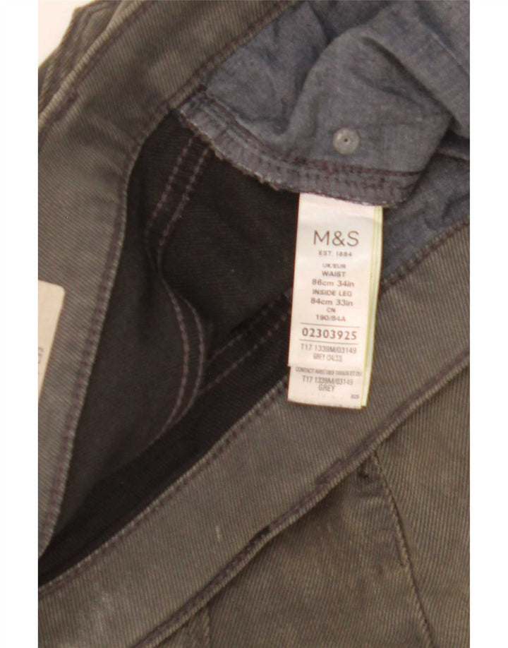 Jeans slim da uomo Marks & Spencer W34 L33 cotone grigio
