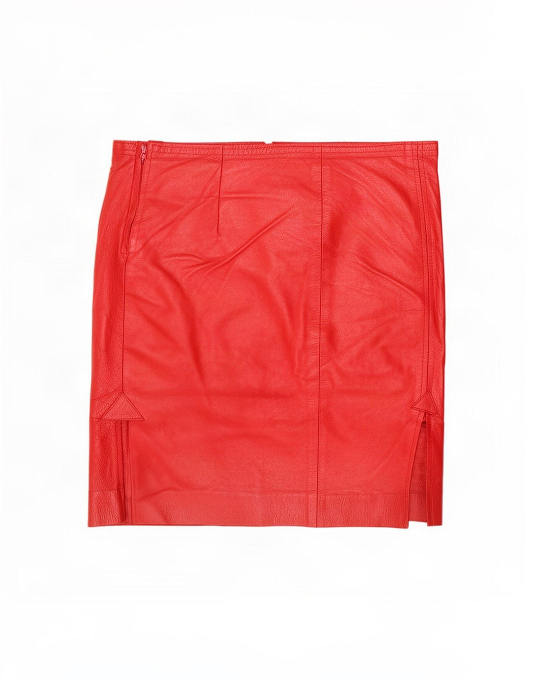 Gonna in pelle vintage da donna grande W32 rossa