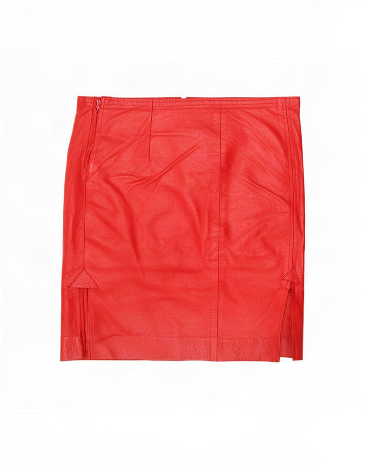 Gonna in pelle vintage da donna grande W32 rossa