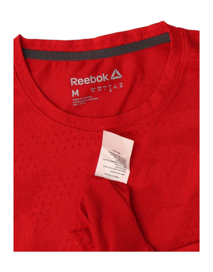 T-shirt Reebok da uomo Top in poliestere mimetico rosso medio