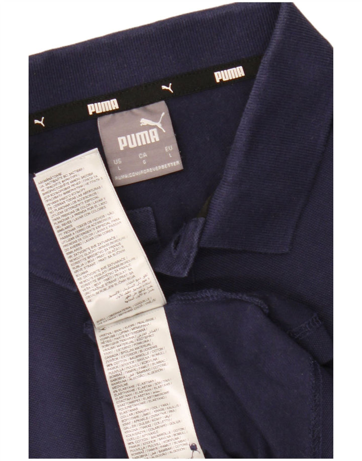 Polo da uomo Puma Large in cotone blu navy