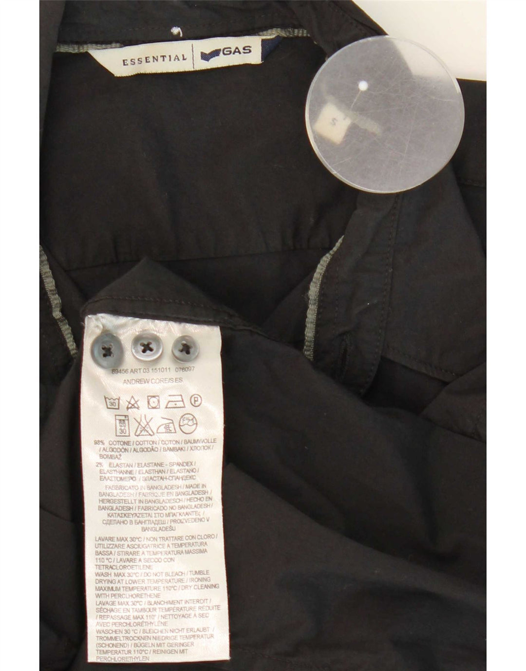 Camicia Uomo Gas Small Nera in Cotone