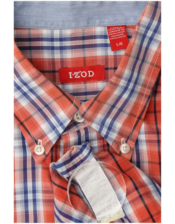 Camicia da uomo Izod in cotone a quadri grandi arancioni