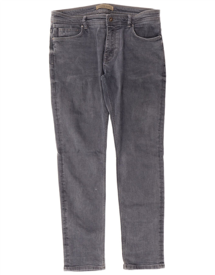 Jeans slim da uomo ZARA EU 44 Large W34 L30 cotone blu