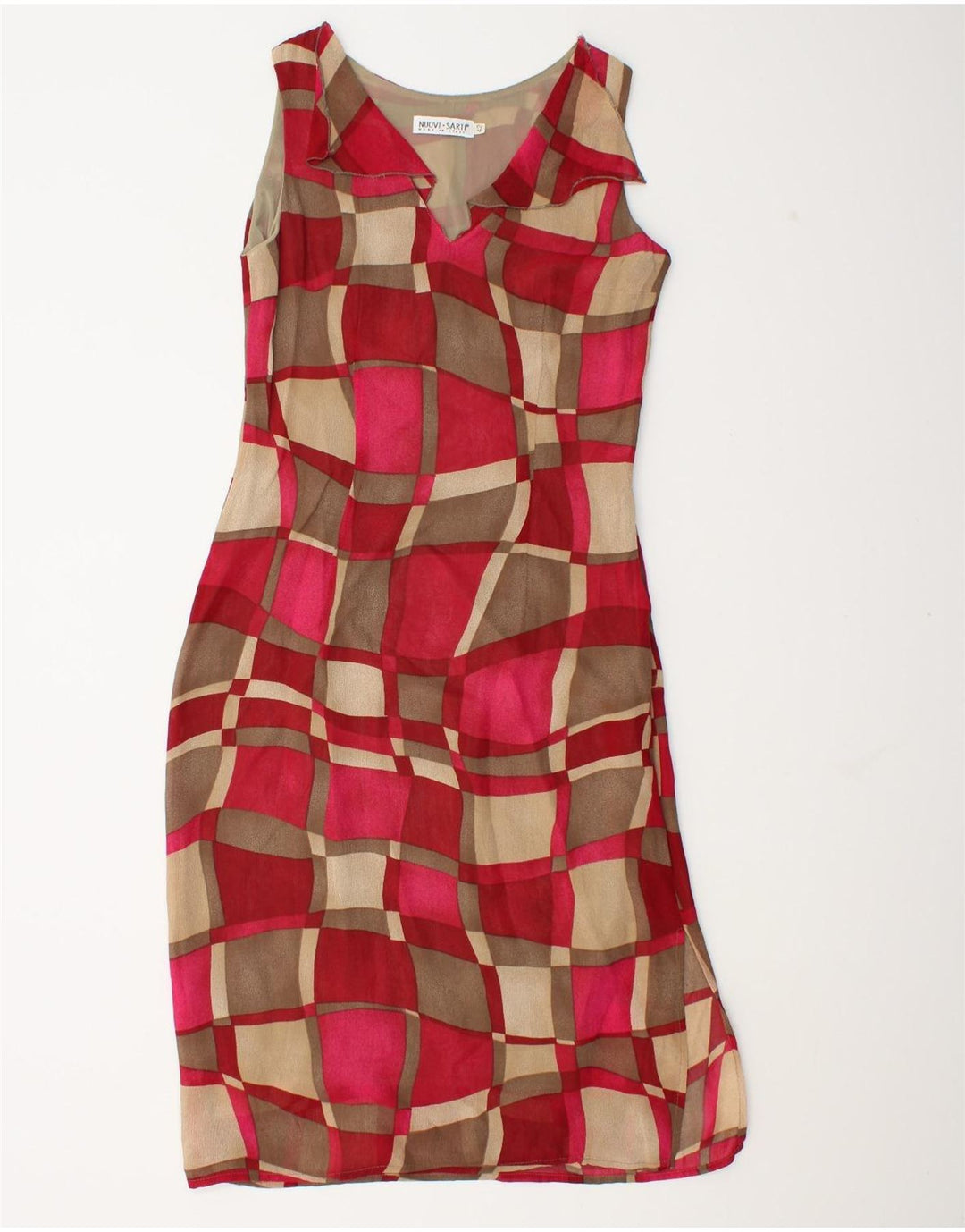 Abito basic vintage da donna senza maniche IT 42 rosso medio geometrico