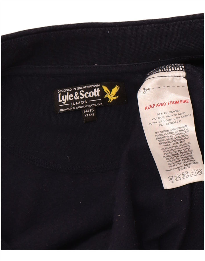 LYLE & SCOTT Boys Tracksuit Top Jacket 14-15 Years Navy Blue Colourblock