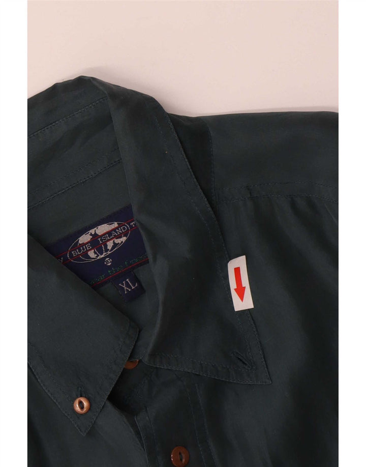 Camicia vintage da uomo XL in seta verde