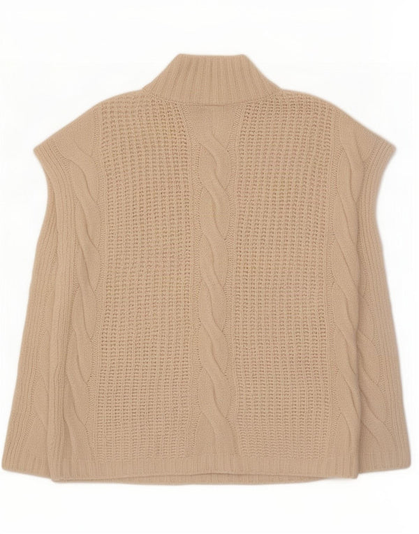 Maglione poncho da donna Zara UK 14 grande acrilico beige