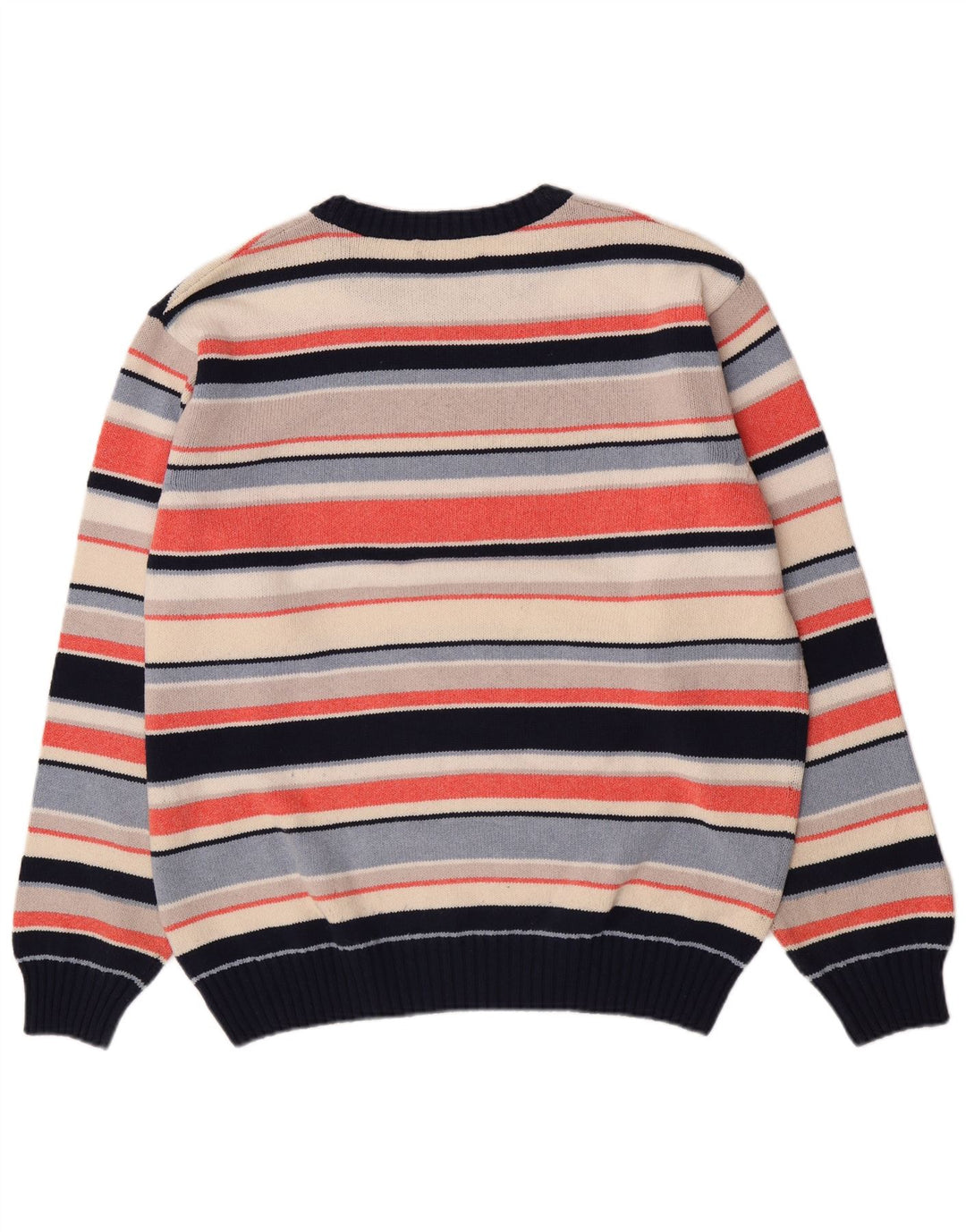 Il Granchio Maglione da uomo girocollo a righe grandi multicolori