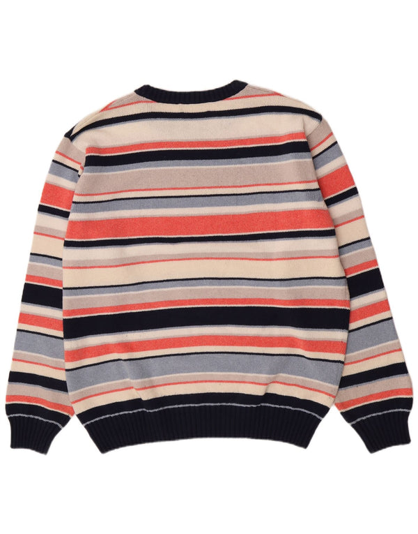 Il Granchio Maglione da uomo girocollo a righe grandi multicolori