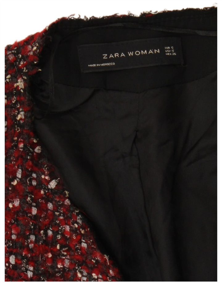 Giacca blazer corta da donna Zara UK 10 piccola rossa chiazzata moderna