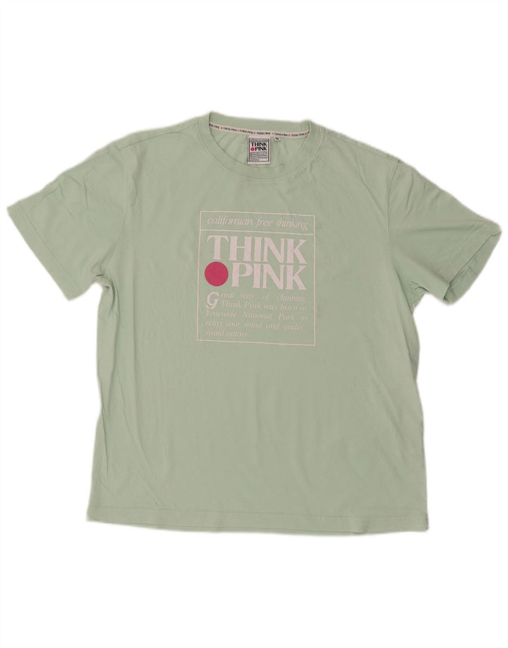 T-shirt grafica da uomo Think Pink Top IT 48 cotone turchese medio
