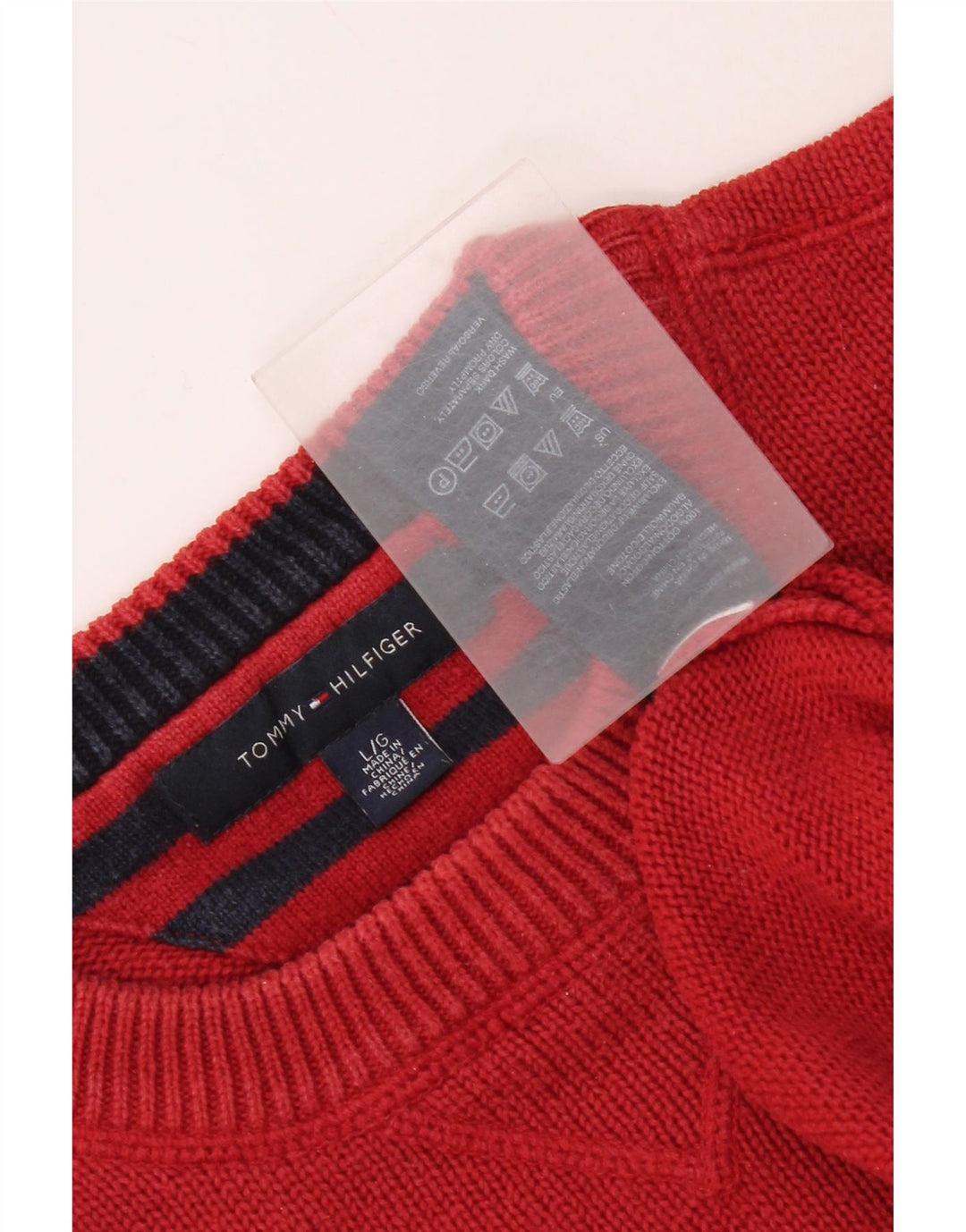 Maglione maglione girocollo da uomo Tommy Hilfiger grande cotone rosso