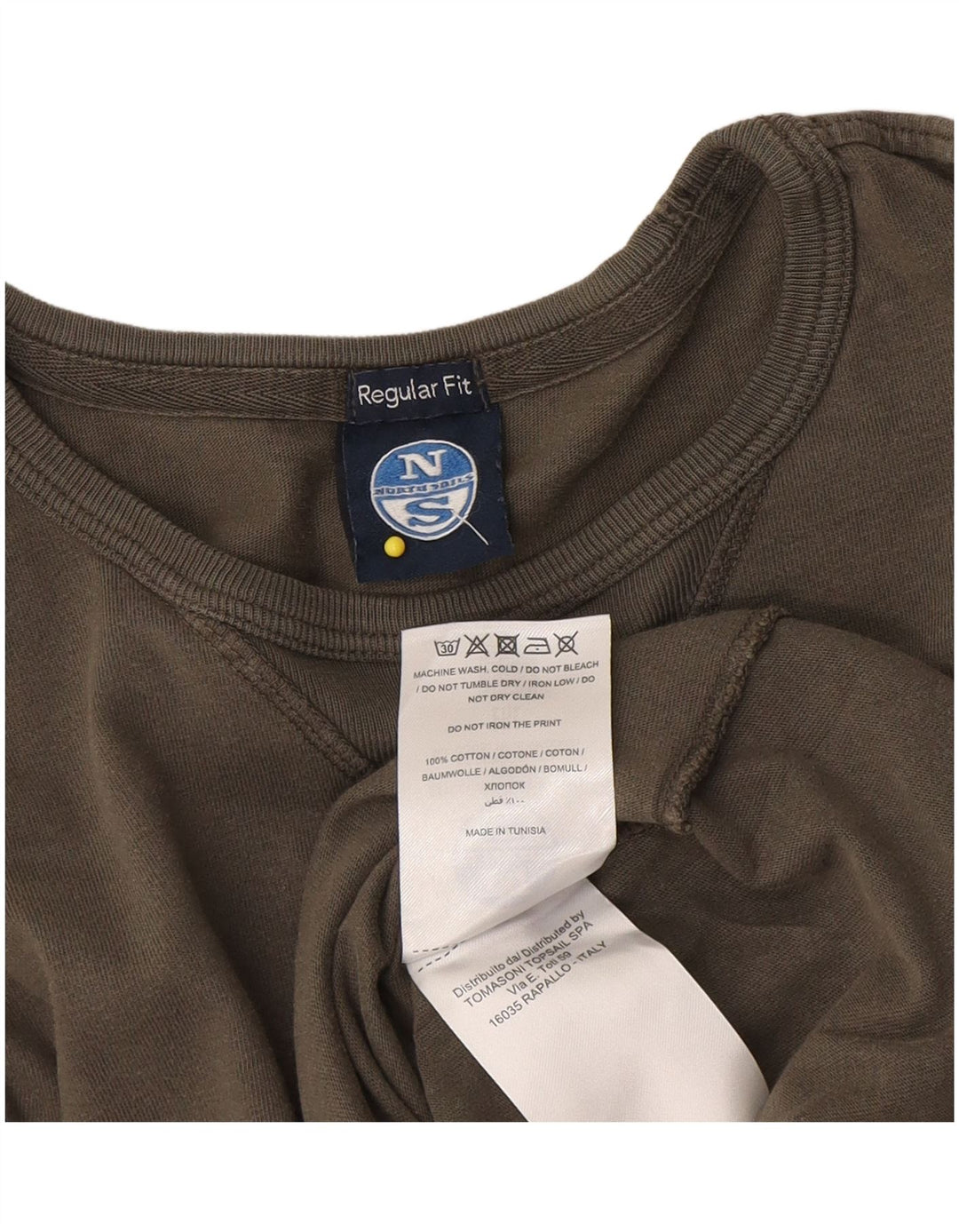 North Sails Top grafico da uomo con vestibilità regolare, manica lunga, cotone kaki medio