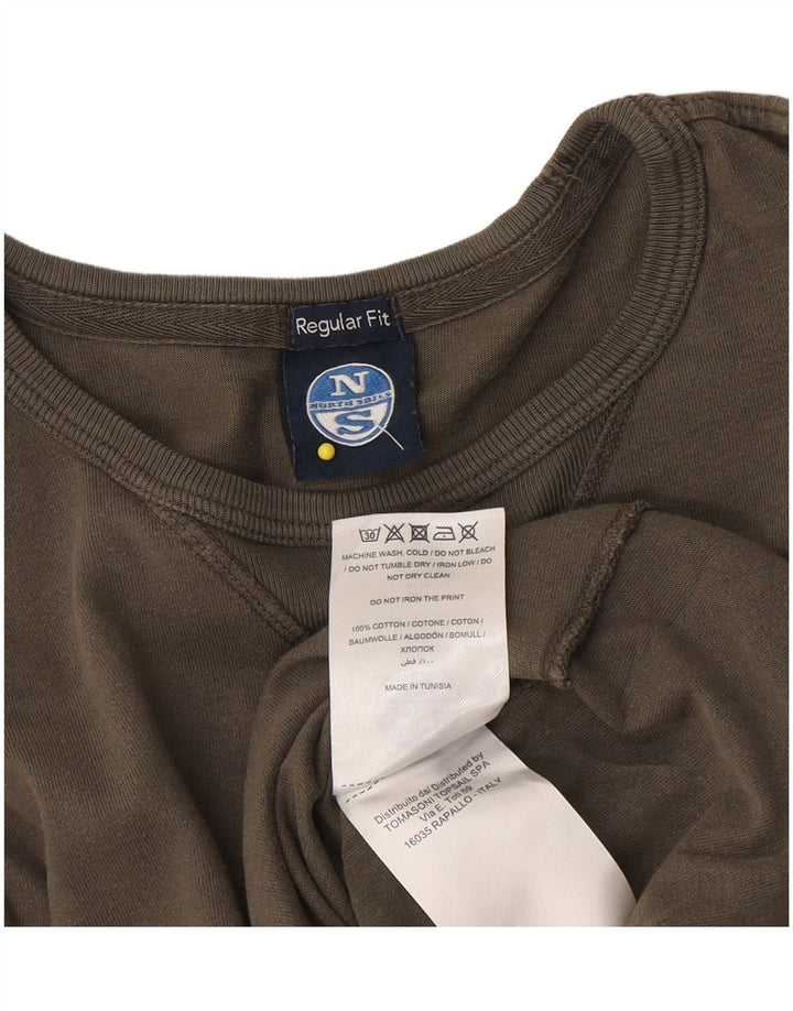 North Sails Top grafico da uomo con vestibilità regolare, manica lunga, cotone kaki medio