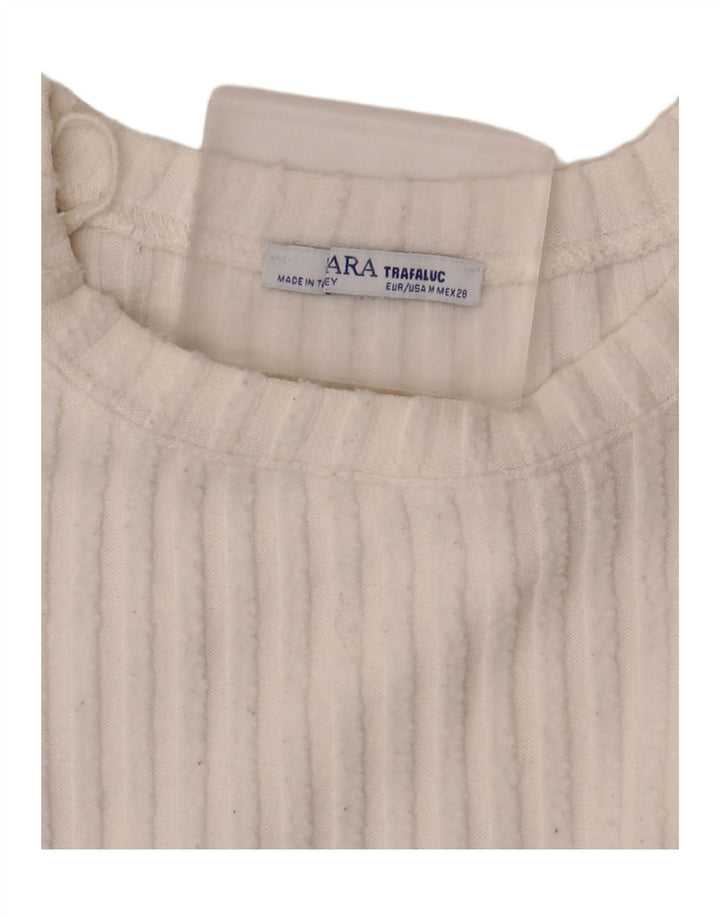 Top corto oversize da donna Zara a maniche lunghe UK 14 bianco medio