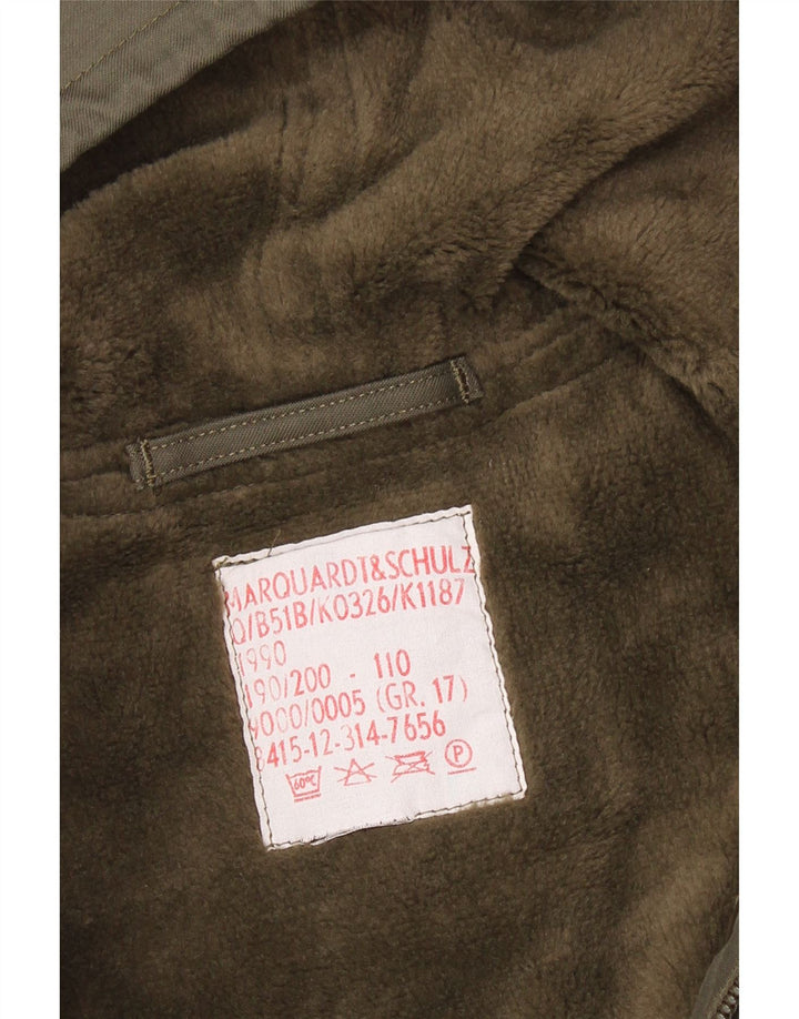 Giacca parka militare con cappuccio vintage da uomo UK 38 medio cachi