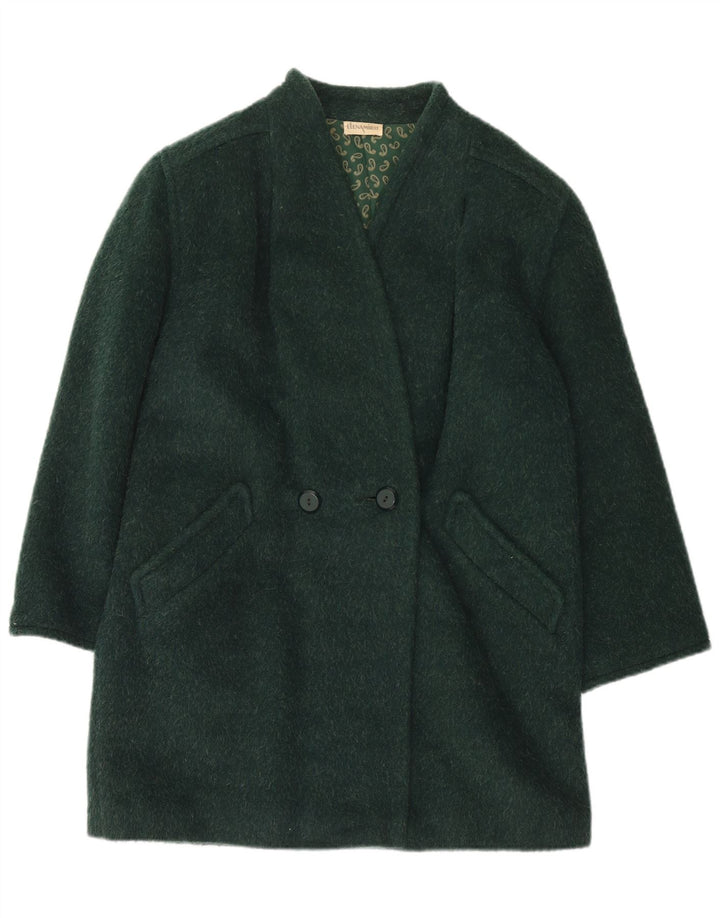 ELENA MIRO Cappotto doppiopetto da donna UK 14 Large Verde Lana