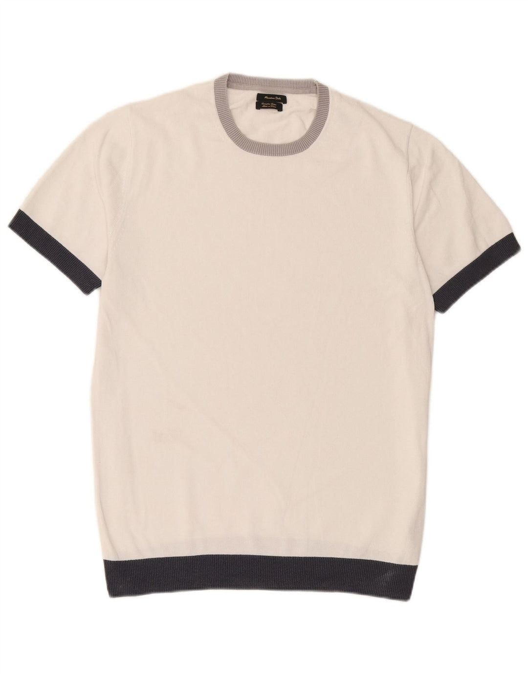 Maglione maglione girocollo da uomo Massimo Dutti grande blocco colore bianco