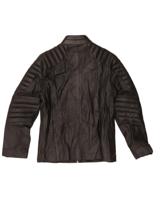 Giacca da motociclista vintage con grafica Superman da uomo UK 40 grande motociclista nero