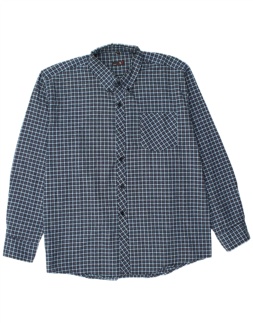 Camicia vintage da uomo in flanella taglia 45 XL a quadri blu