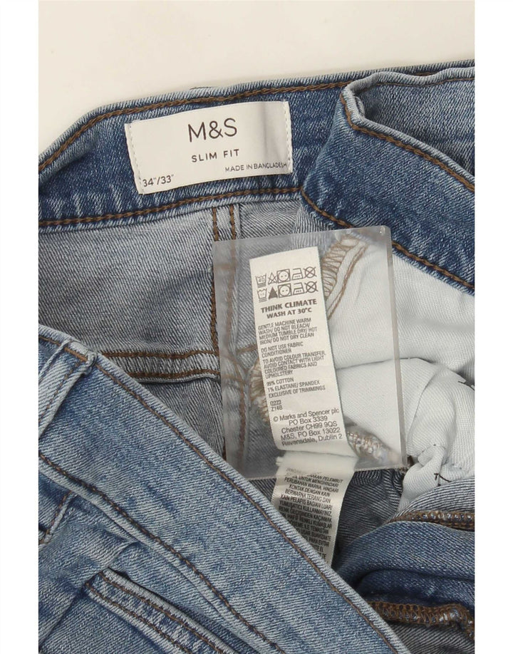 Jeans slim da uomo Marks & Spencer W34 L33 cotone blu