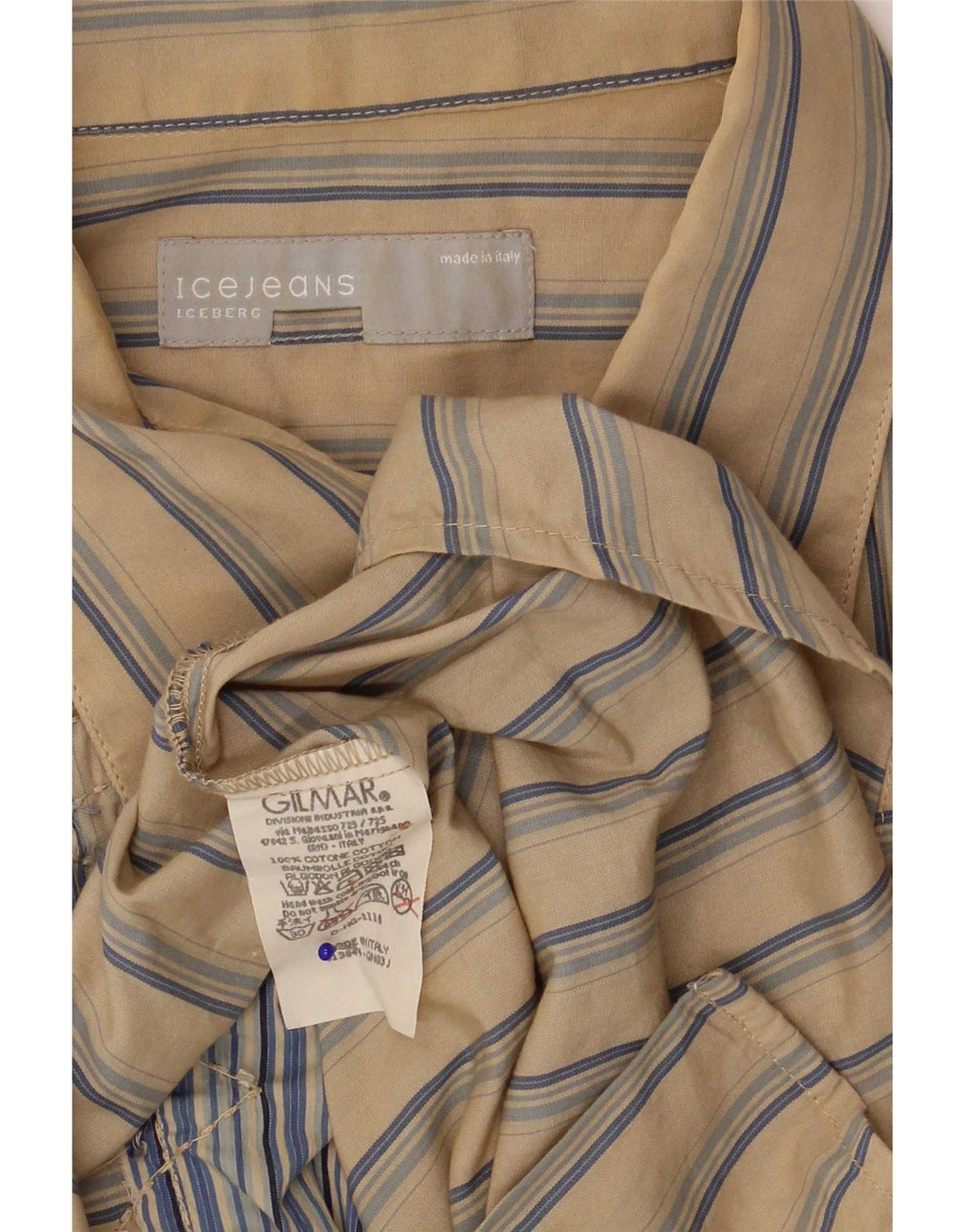 Camicia da uomo Iceberg in cotone a righe beige medio